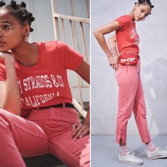 Levi's Mom Jeans High Rise Zipper Ankle Red Size 27 - Picture 14 of 15